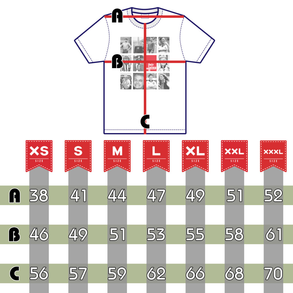 Size Guide T-Shirt Paul Gascoigne
