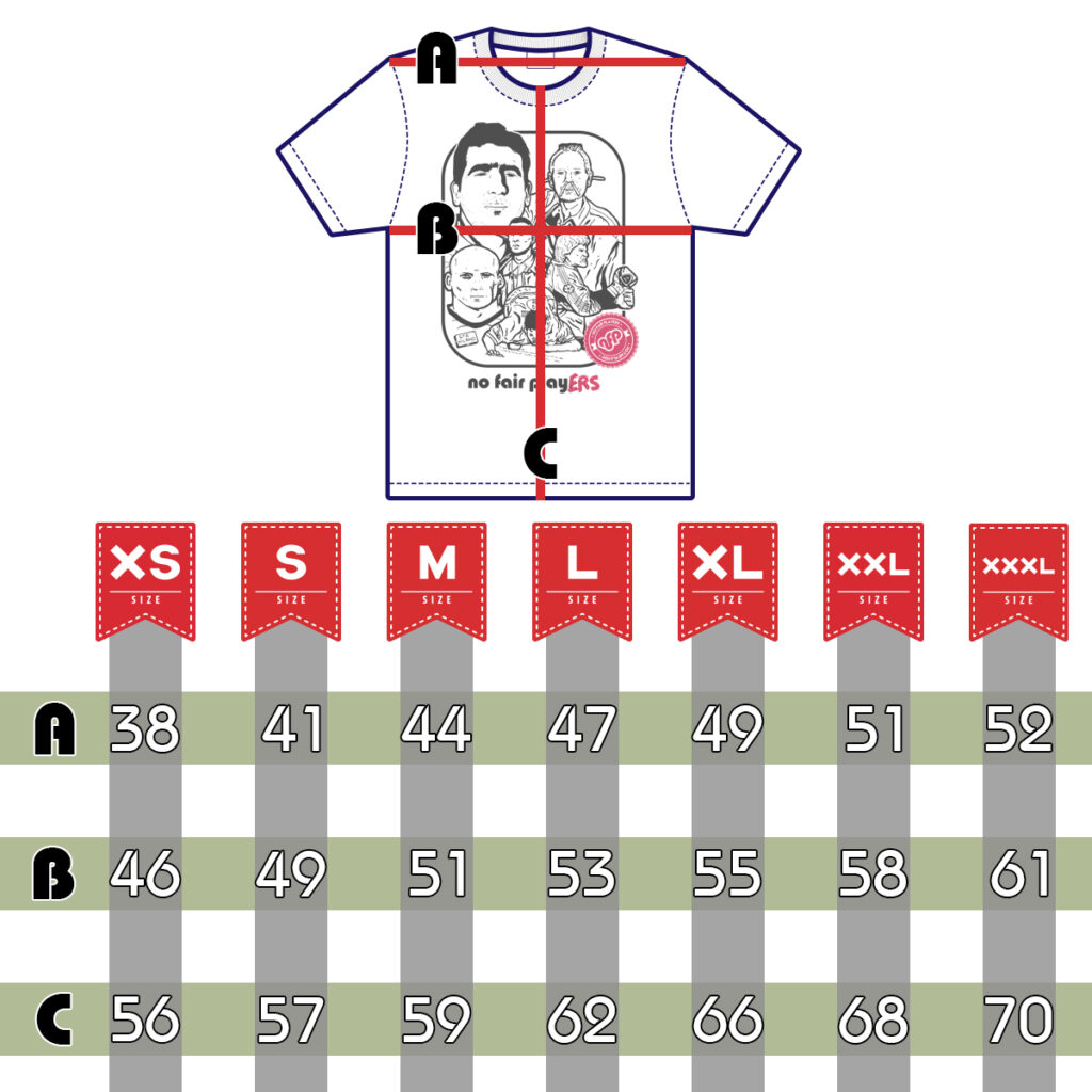 Size Guide T-Shirt No Fair Players