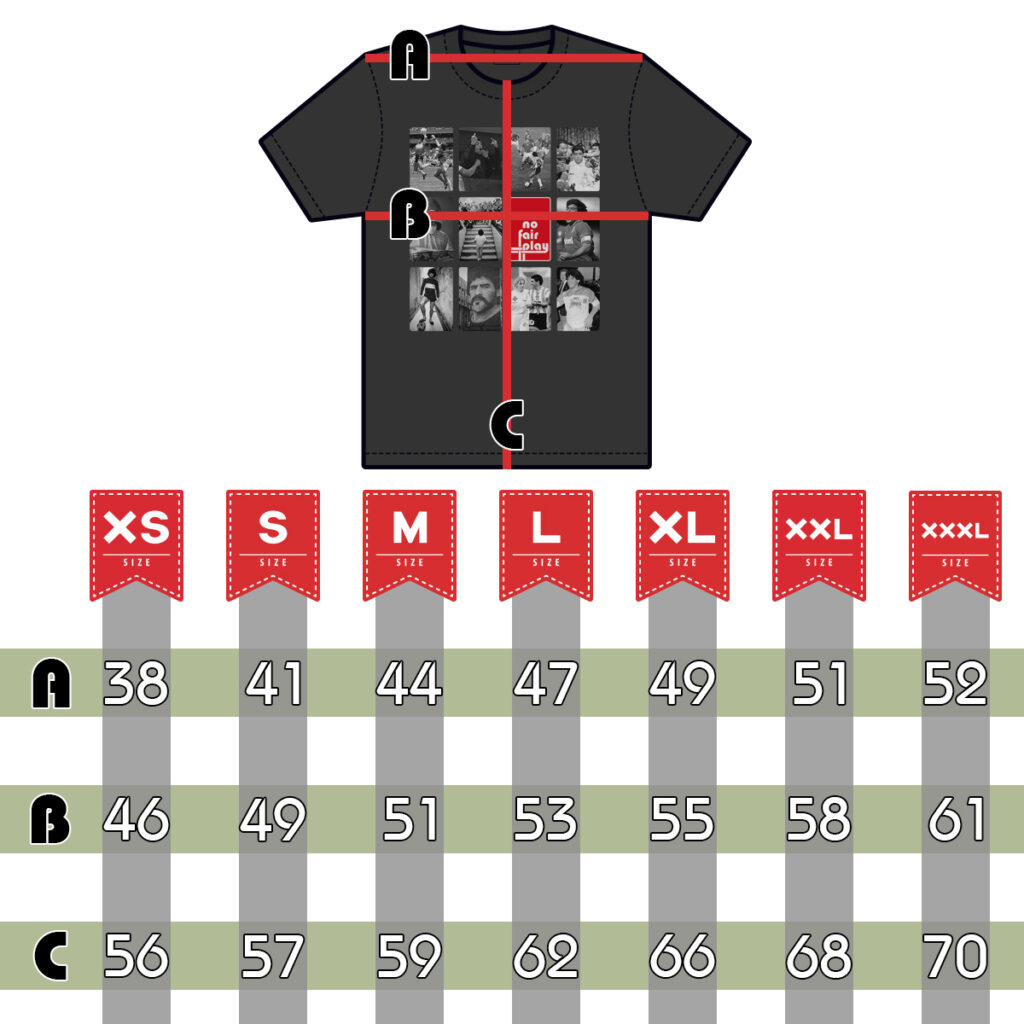 Size Guide T-Shirt Diego Armando Maradona